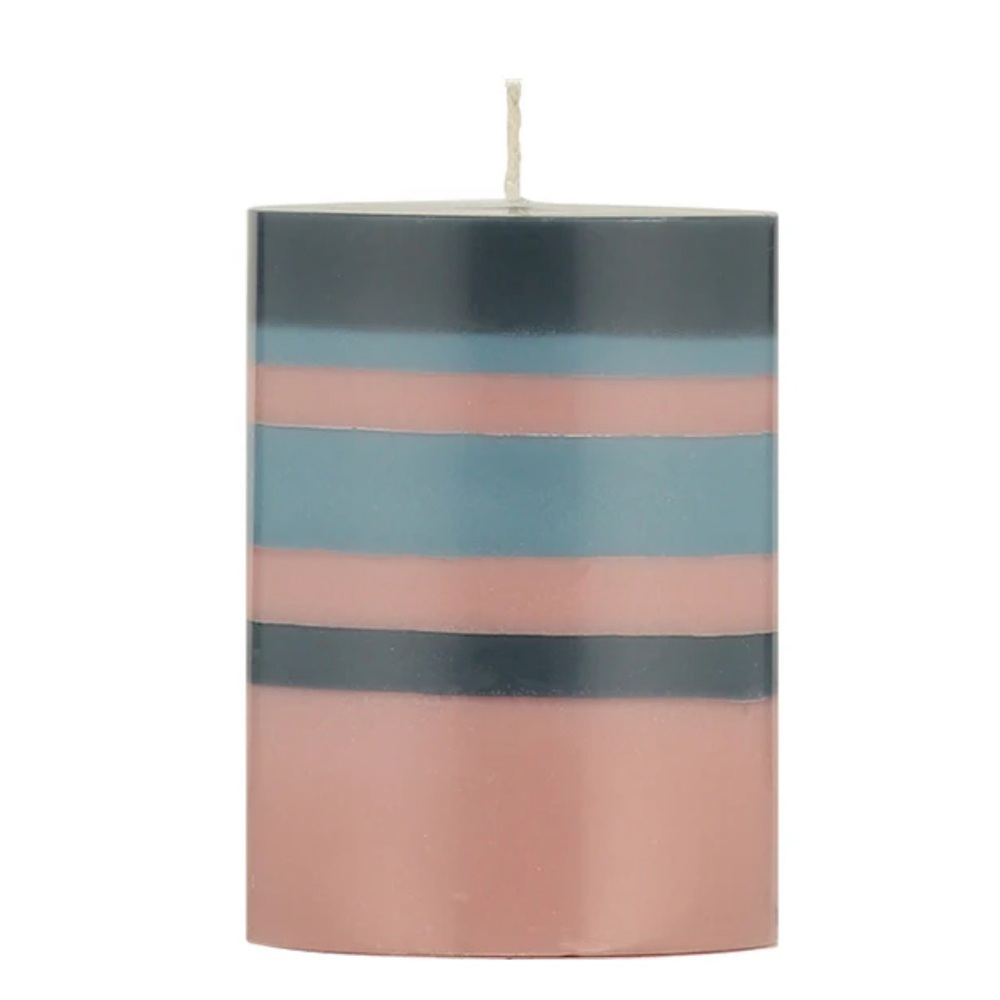 BRITISH COLOUR STANDARD NWT old rose indigo & pompadour eco pillar candle -4”